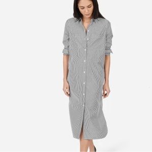Everlane Gray Striped Button-Front Maxi Shirt Dress